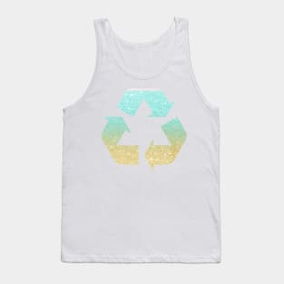 Sand Ocean Ombre Faux Glitter Recycle Symbol Tank Top